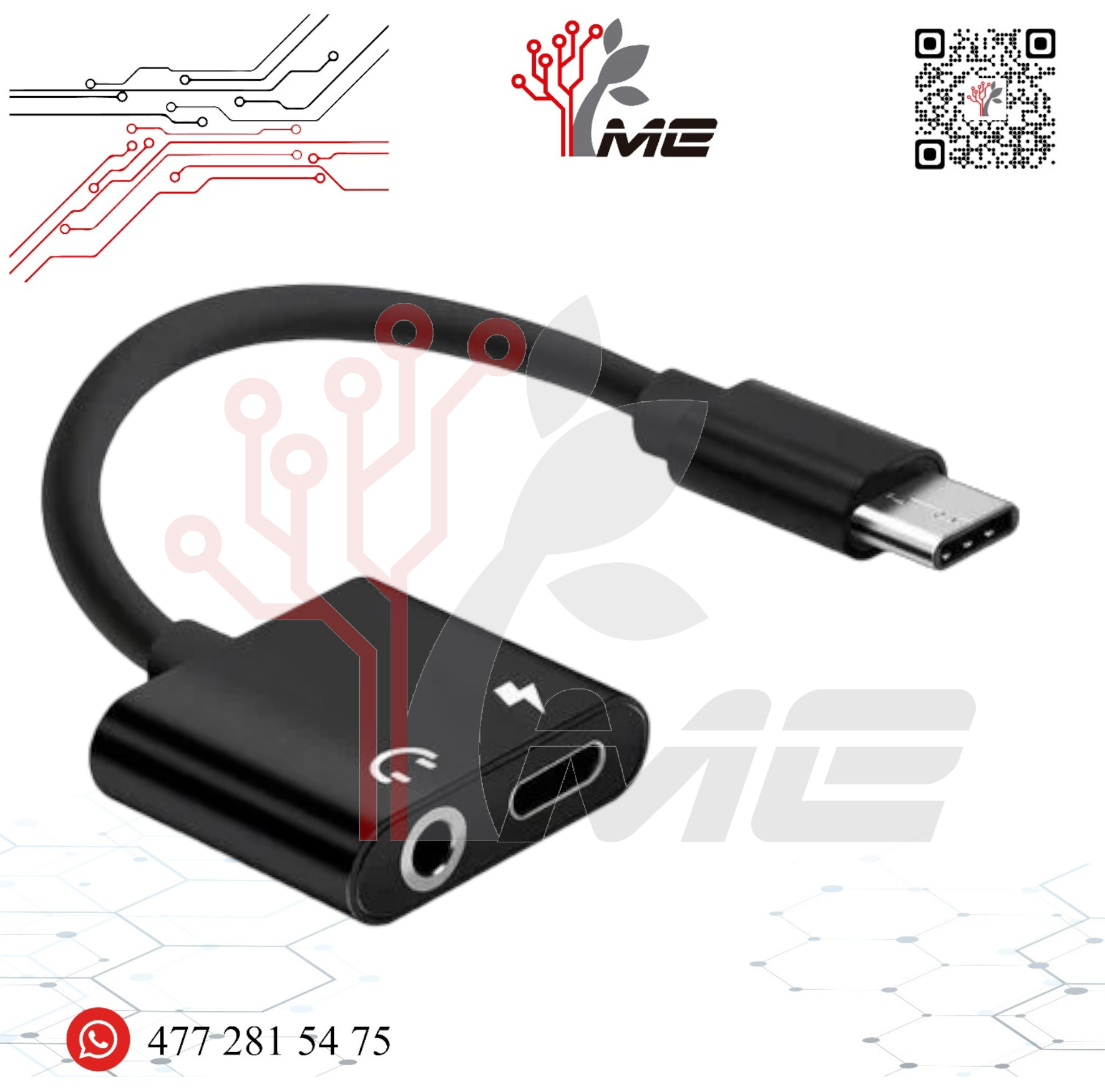 ADAPTADOR USB TIPO C A JACK 3.5mm – Corto Circuito