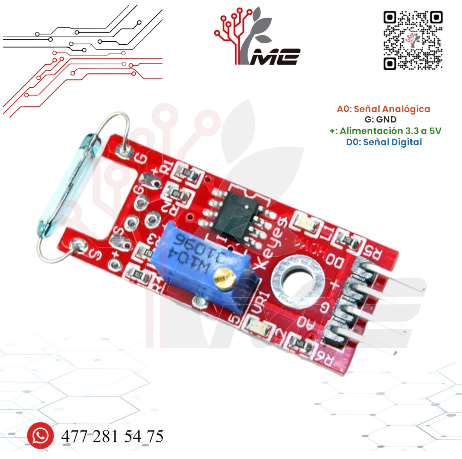 Modulo Reed Switch KY-025 MÓDULO REED SWITCH MAGNÉTICO – Corto Circuito