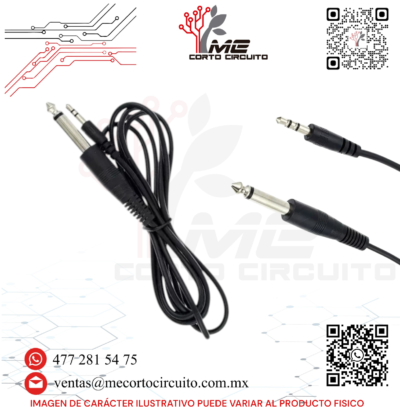 CABLE PARA AUDIO PLUG 6.3 MONO A PLUG STEREO 3.5