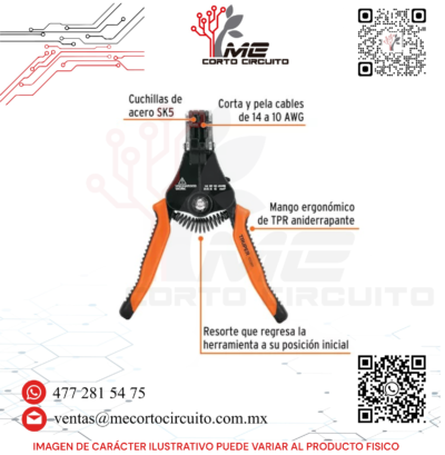 PINZA 6.5" PELA CABLES AUTOMATICA 14-10 AWG