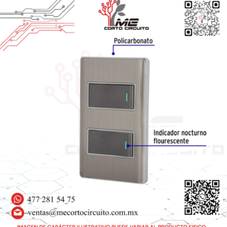 PLACA ARMADA ACERO 2 INTERRUPTORES