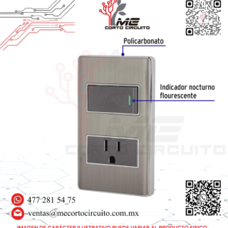 PLACA ARMADA DE ACERO 1 CONTACTO 1 INTERRUPTOR