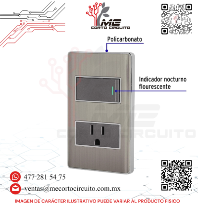 PLACA ARMADA DE ACERO 1 CONTACTO 1 INTERRUPTOR