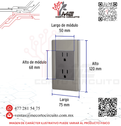 PLACA ARMADA DE ACERO 2 CONTACTOS