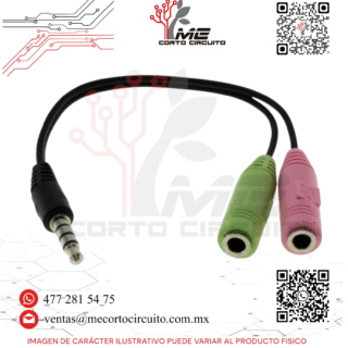 ADAPTADOR PLUG 3.5mm A 2 JACK 3.5mm