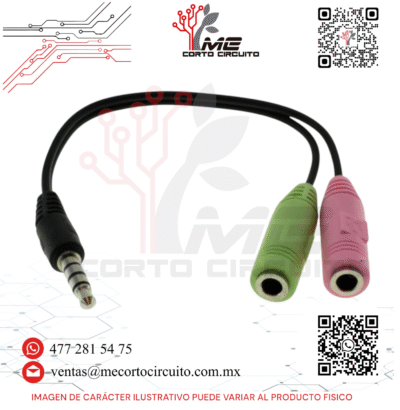 ADAPTADOR PLUG 3.5mm A 2 JACK 3.5mm