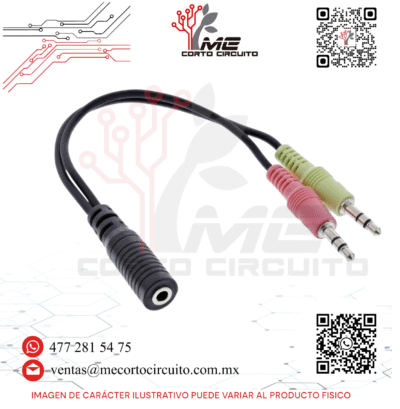ADAPTADOR JACK 3.5mm A 2 PLUG 3.5mm