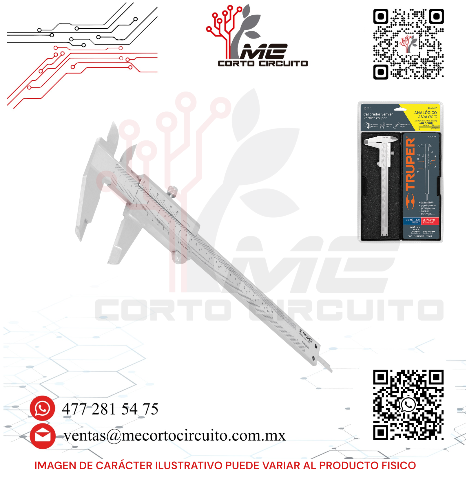 CALIBRADOR / VERNIR ANALOGO 6"