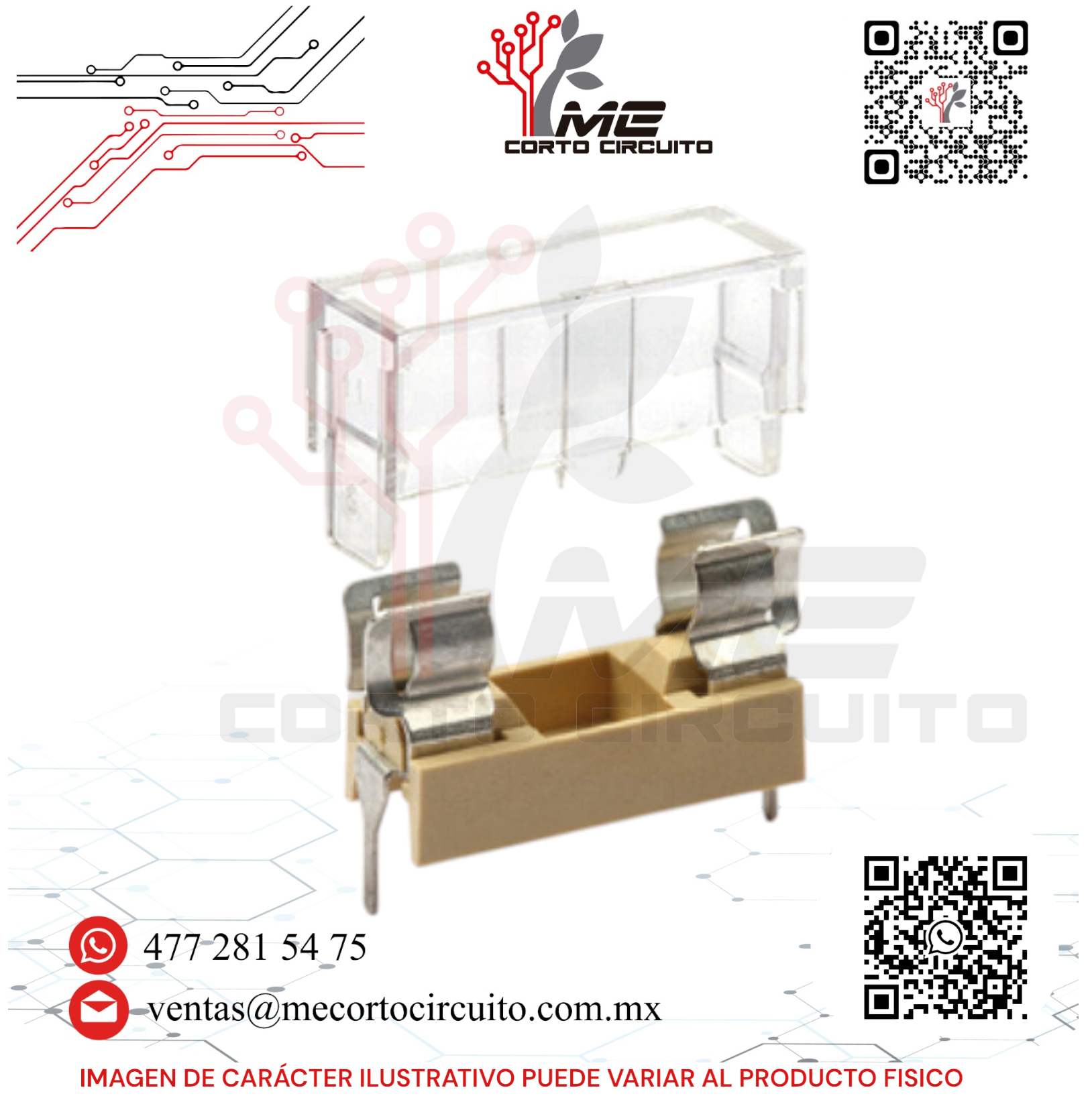 PORTAFUSIBLE CON PROTECTOR TRANSPARENTE
