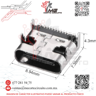 JACK USB TIPO C 12 PINES