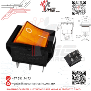 SWITCH ON – OFF 6 PINES CON PILOTO