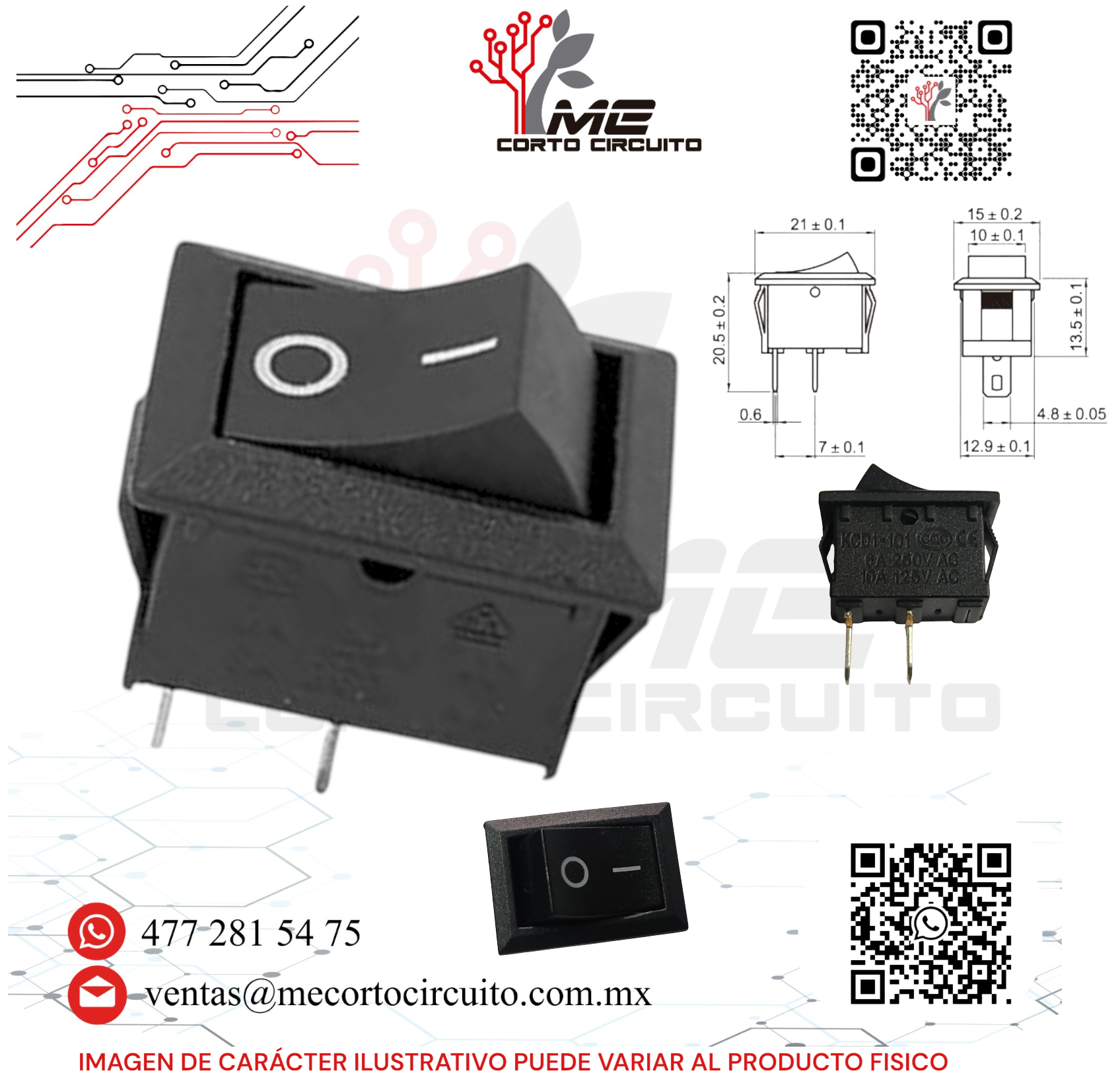 SWITCH BALANCIN 1P 1T 2 PINES