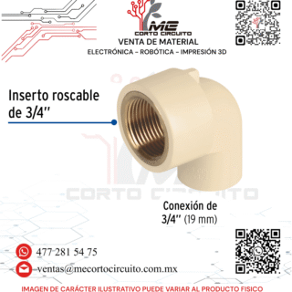 CODO 90° DE CPVC CON INSERTO DE LATON
