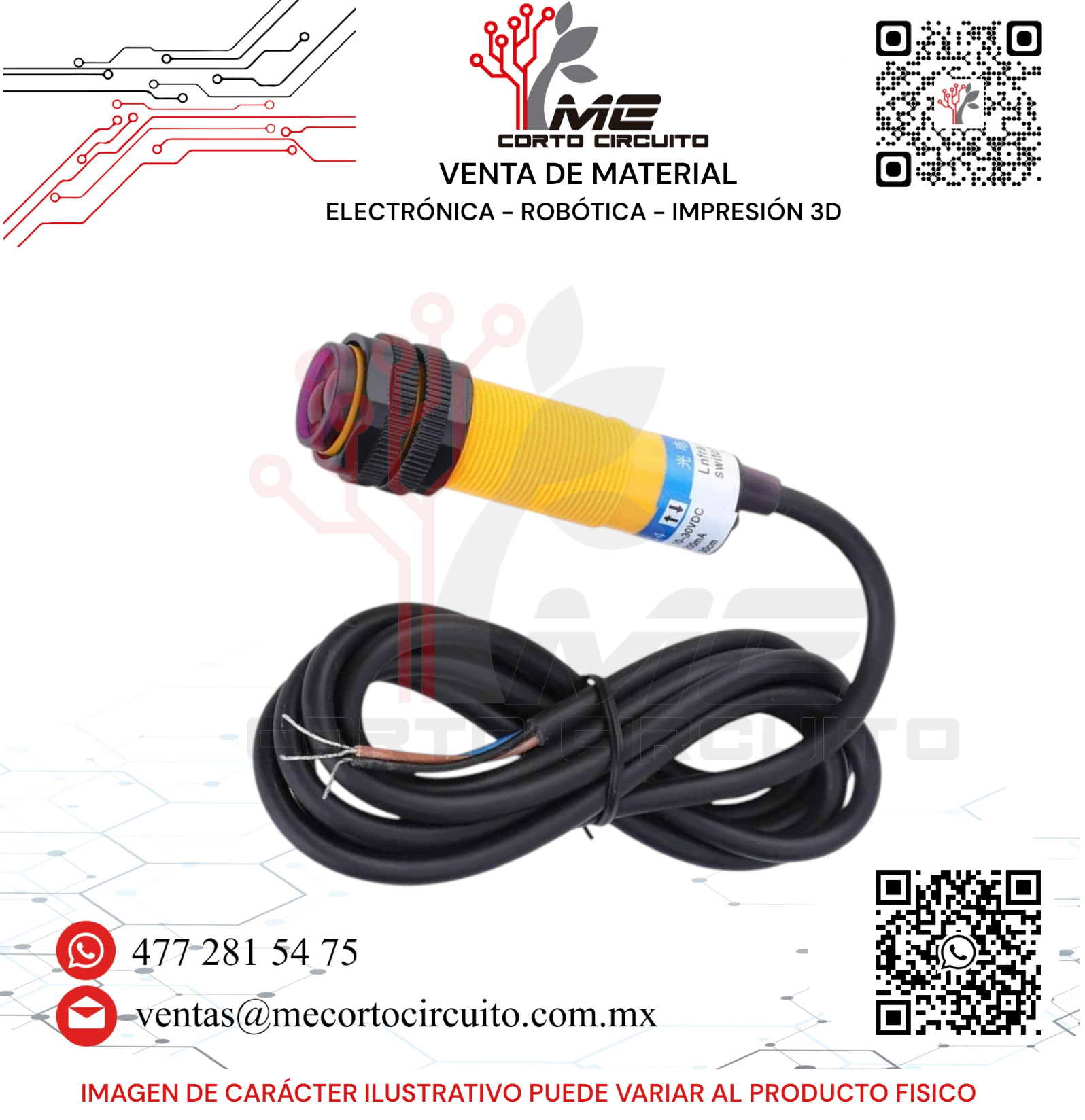 SENSOR FOTOELECTRICO DE PROXIMIDAD PNP NO SWITCH