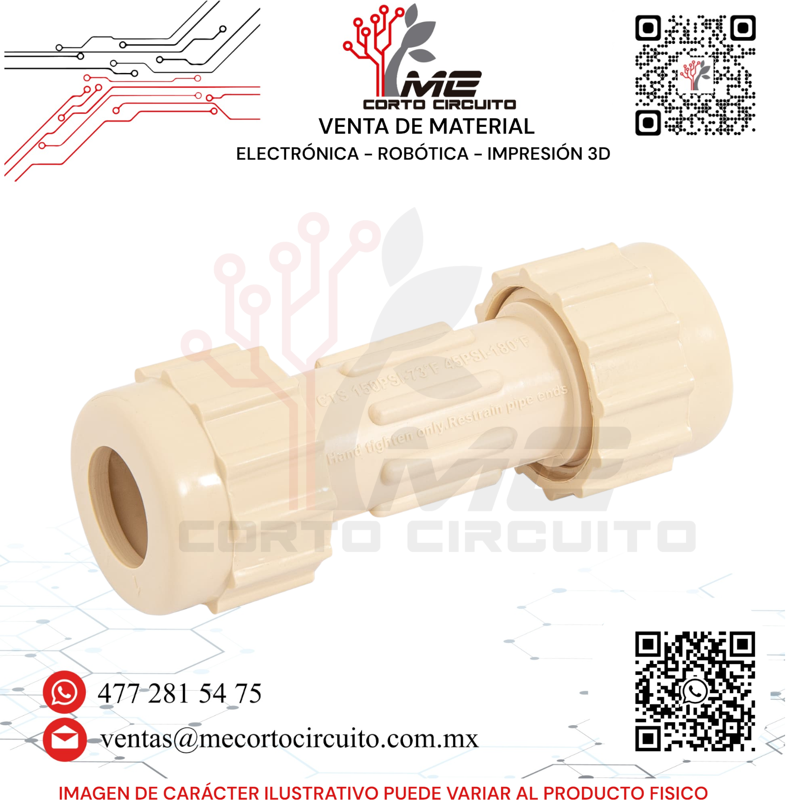 COPLE DE COMPRESION CPVC