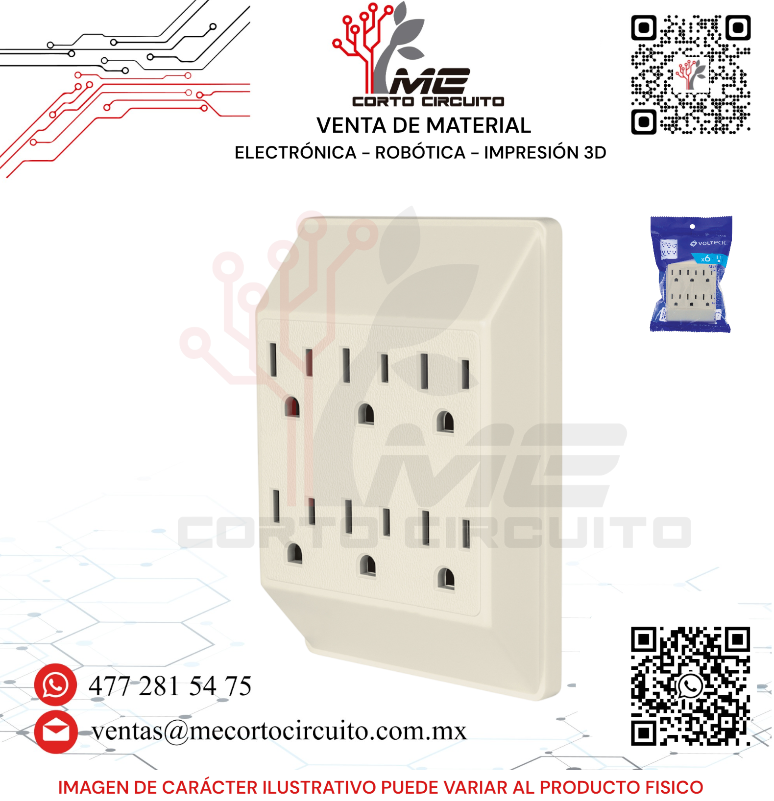 MULTICONTACTO 6 ENTRADAS ATERRIZADO