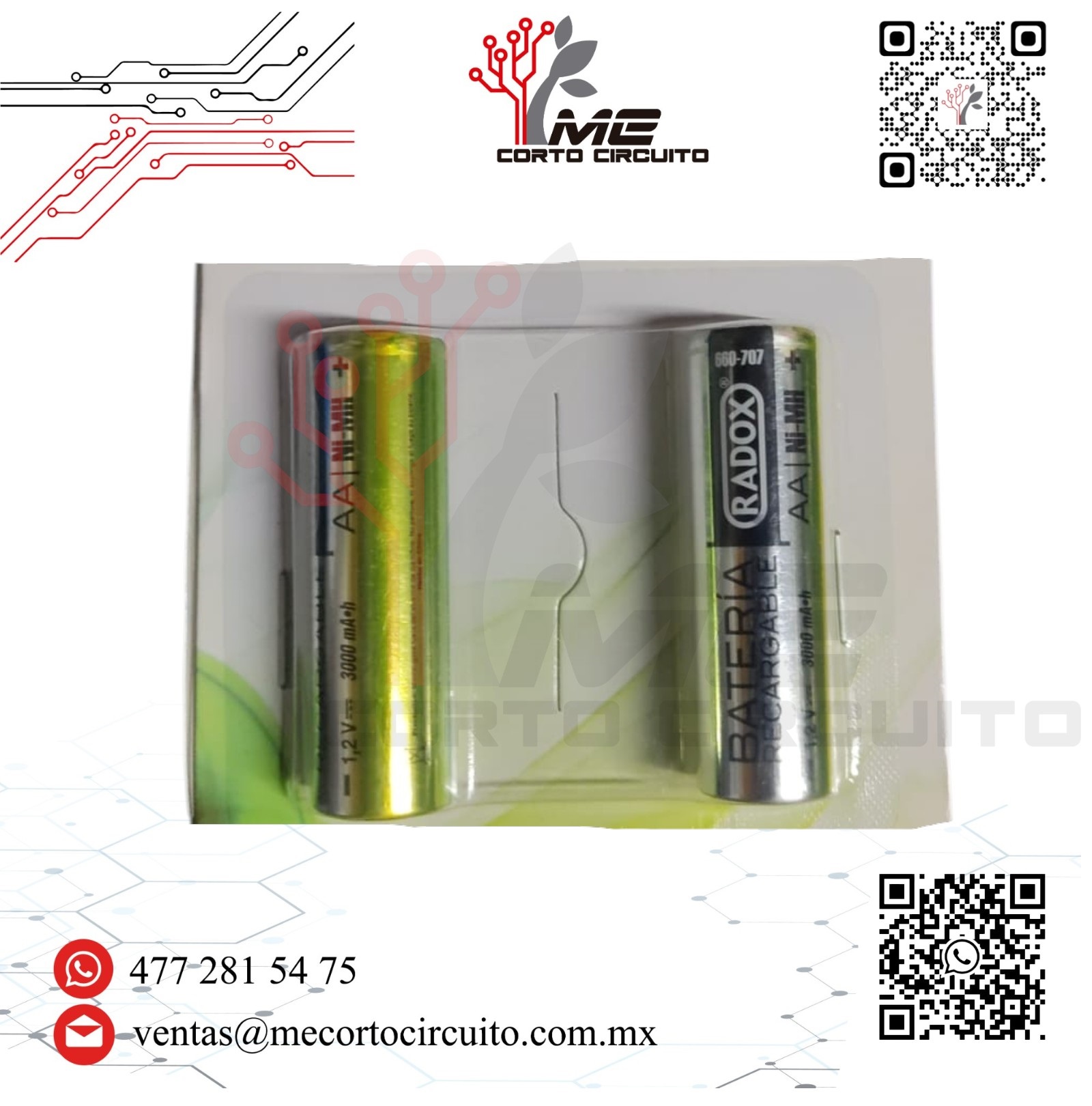 2 BATERIAS RECARGABLES AA 1.2V 2100 mAh